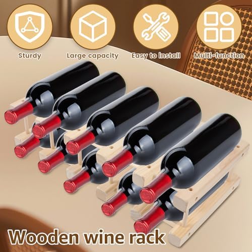 10 Bottle Freestanding Wood Wine Rack