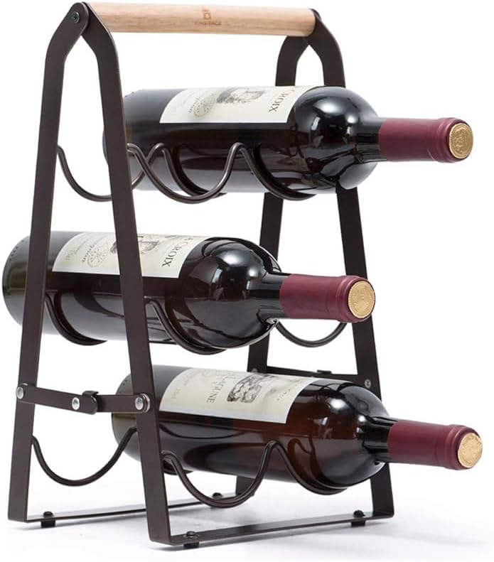 Generic LMingKun Foldable Wine Rack - 2-6 Bottle Black Metal Stand