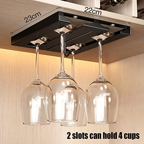 Stainless Steel Wine Glass Rack Holder 2 Slots Black Durable Adjustable
