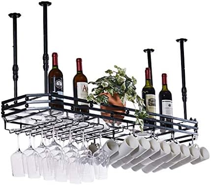 Metal Wine Rack with Glass Holder - Adjustable Upside Down Storage