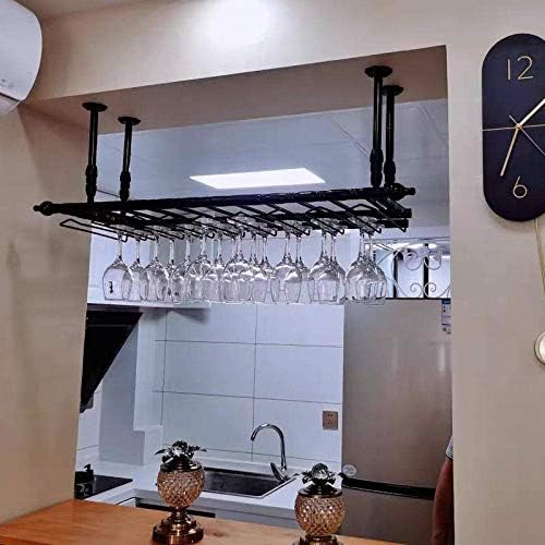 FCHMY Wine Glass Rack - Adjustable Space-Saving Black 80x30cm