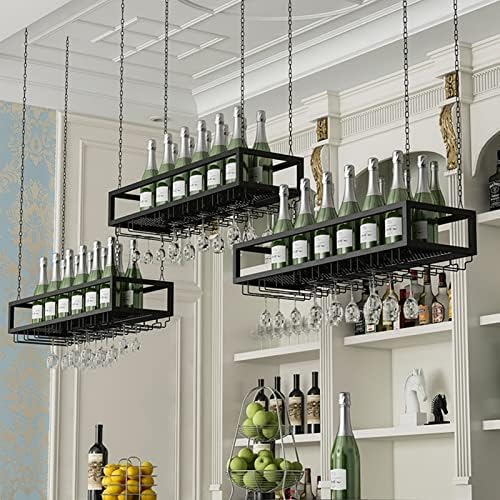 Suuim Ceiling Metal Wine Glass Rack - Adjustable Stemware Holder