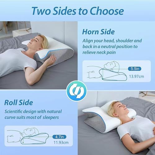 Ergonomic Memory Foam Pillow with Cooling Contour and Adjustable Support