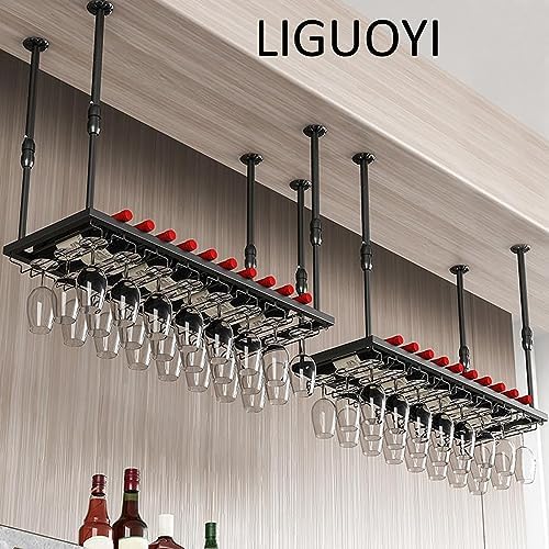 LIGUOYI Hanging Stemware Holder Adjustable Wine Glass Display Stand