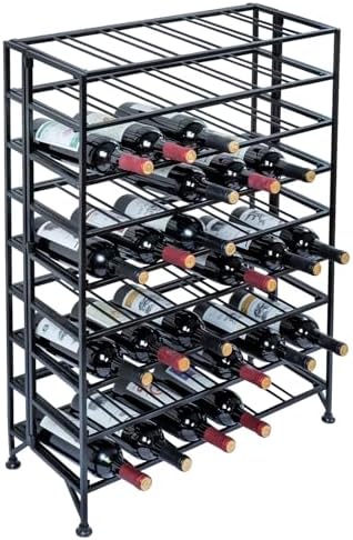 MyGift Black Metal Wine Rack with 9 Tiers - 54 Bottle Capacity