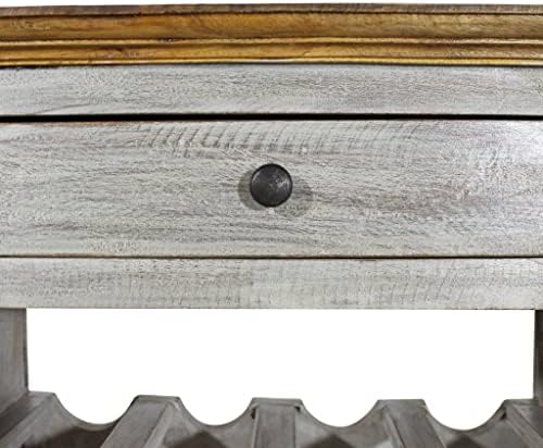 16-Bottle Wine Cabinet with Storage Drawers Solid Reclaimed Wood Display Rack