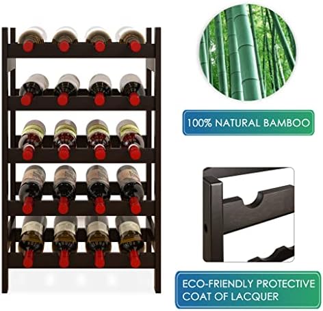 SMIBUY 28 Bottles 7-Tier Bamboo Wine Rack with Table Top