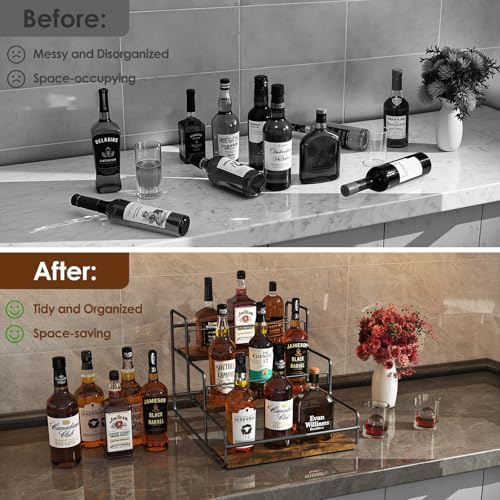 Nuovoware 3-Tier Liquor Display Shelf with Wooden Base