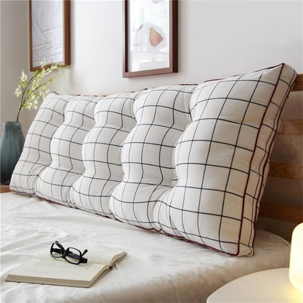 ZZYK Reading Bed Rest Pillows Plaid Fleece Support Cushion