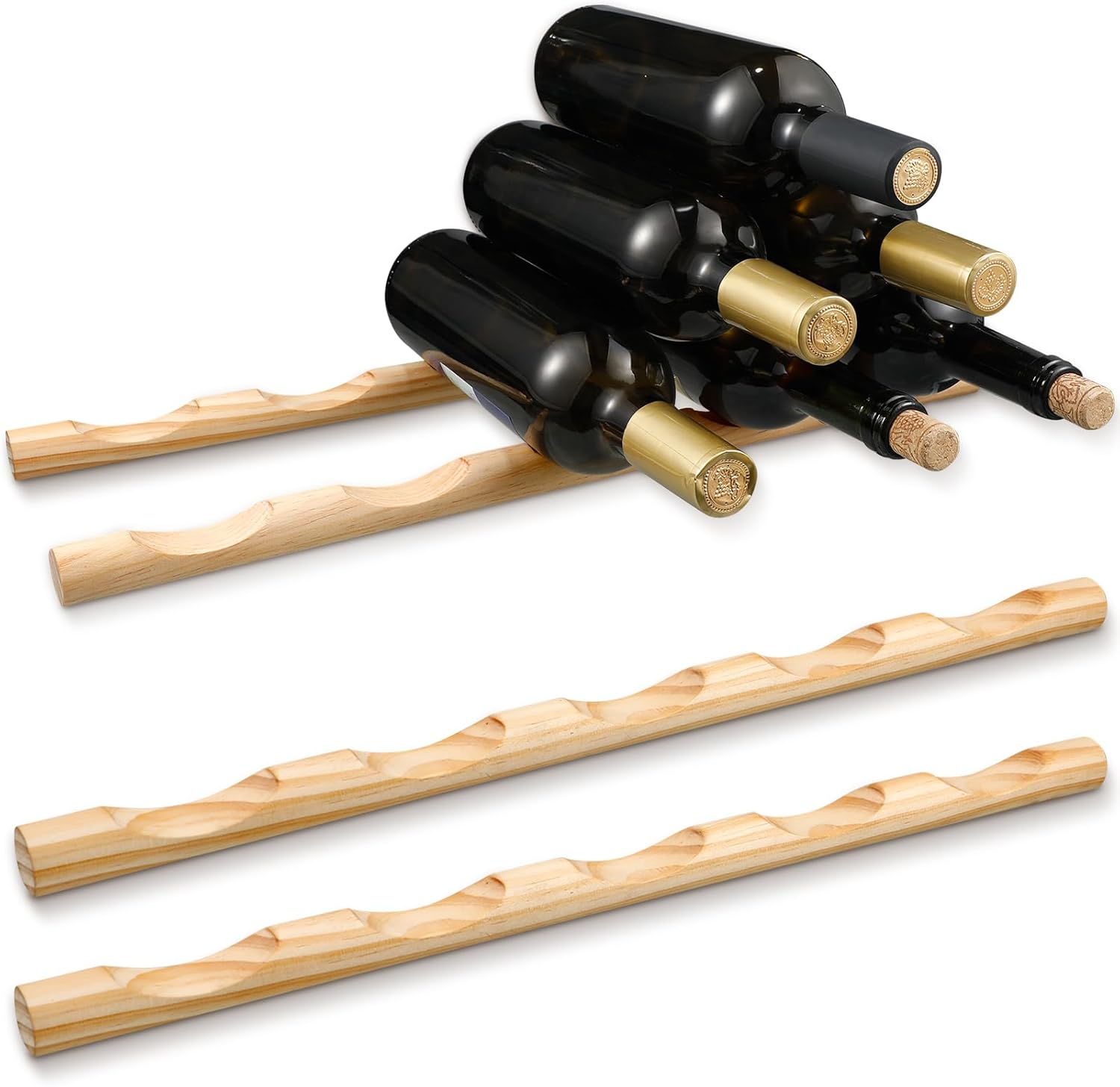 Barydat 4 Pcs Compact Wooden Wine Rack