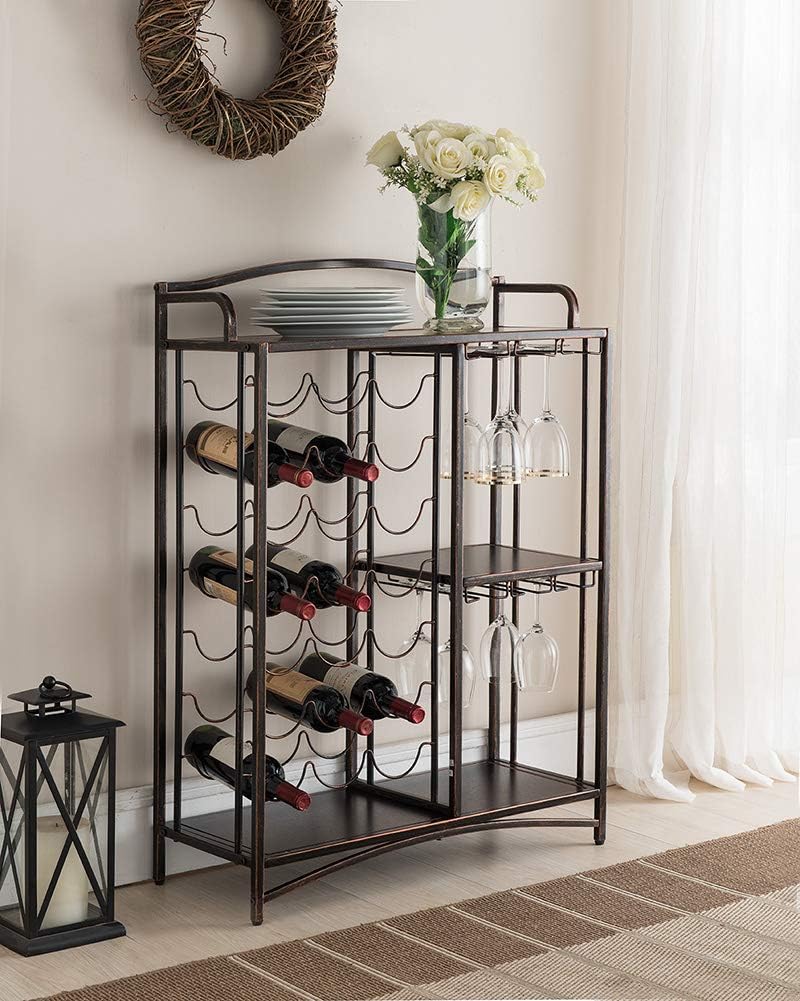 K B Furniture WR1260 Brushed Copper Metal Wine Rack