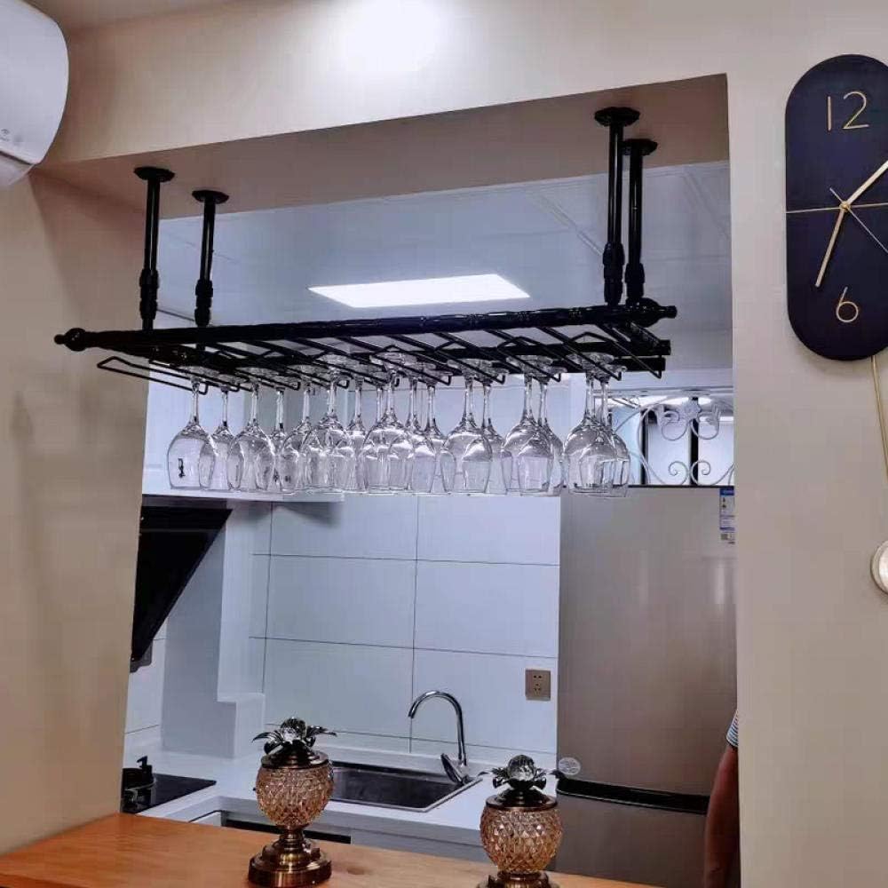 FCHMY Wine Glass Rack - Adjustable Space-Saving Black 80x30cm