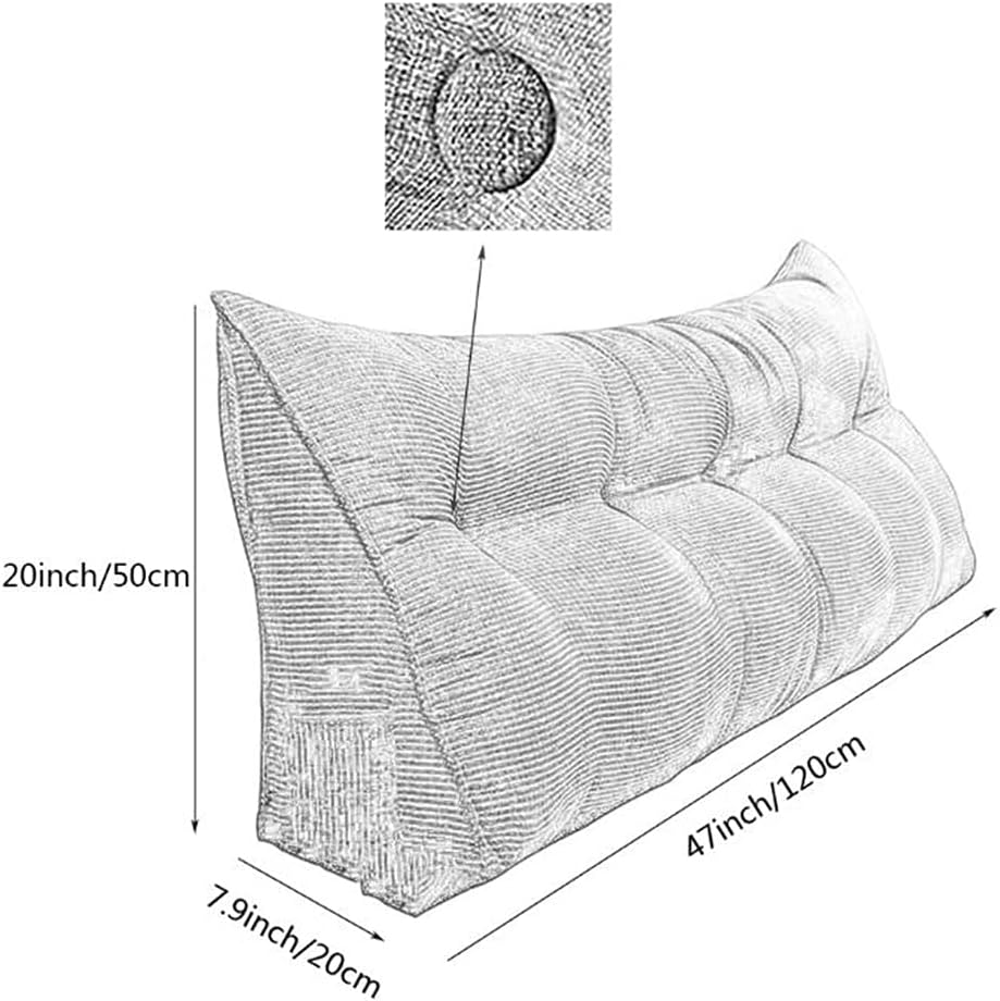 ZZYK 47inch Triangular Headboard Pillow Grey