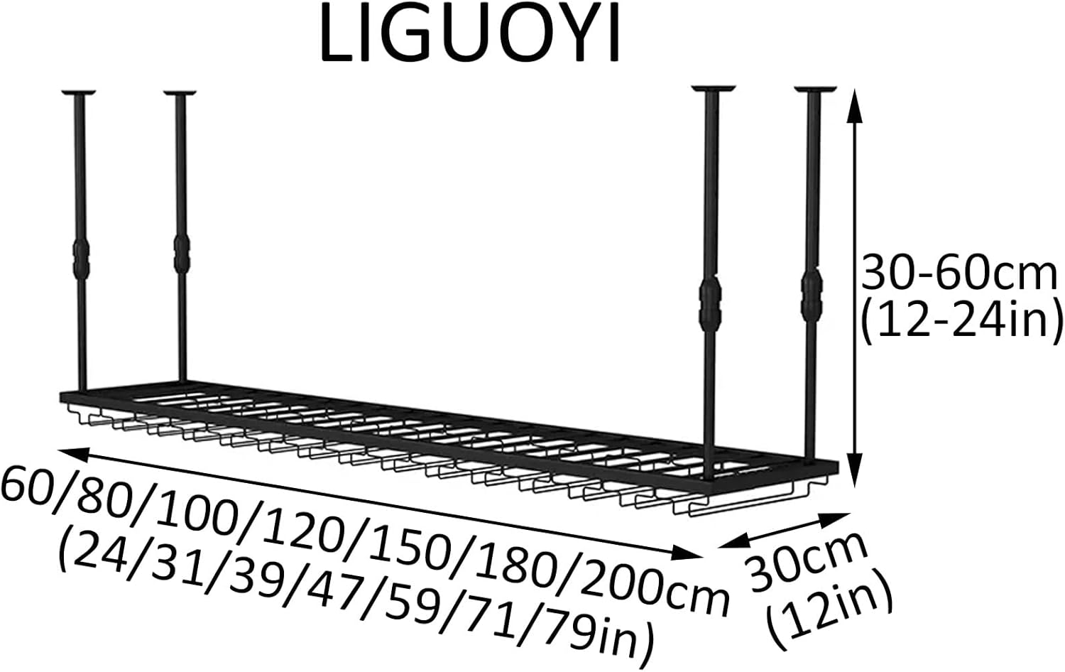 LIGUOYI Hanging Stemware Holder Adjustable Wine Glass Display Stand