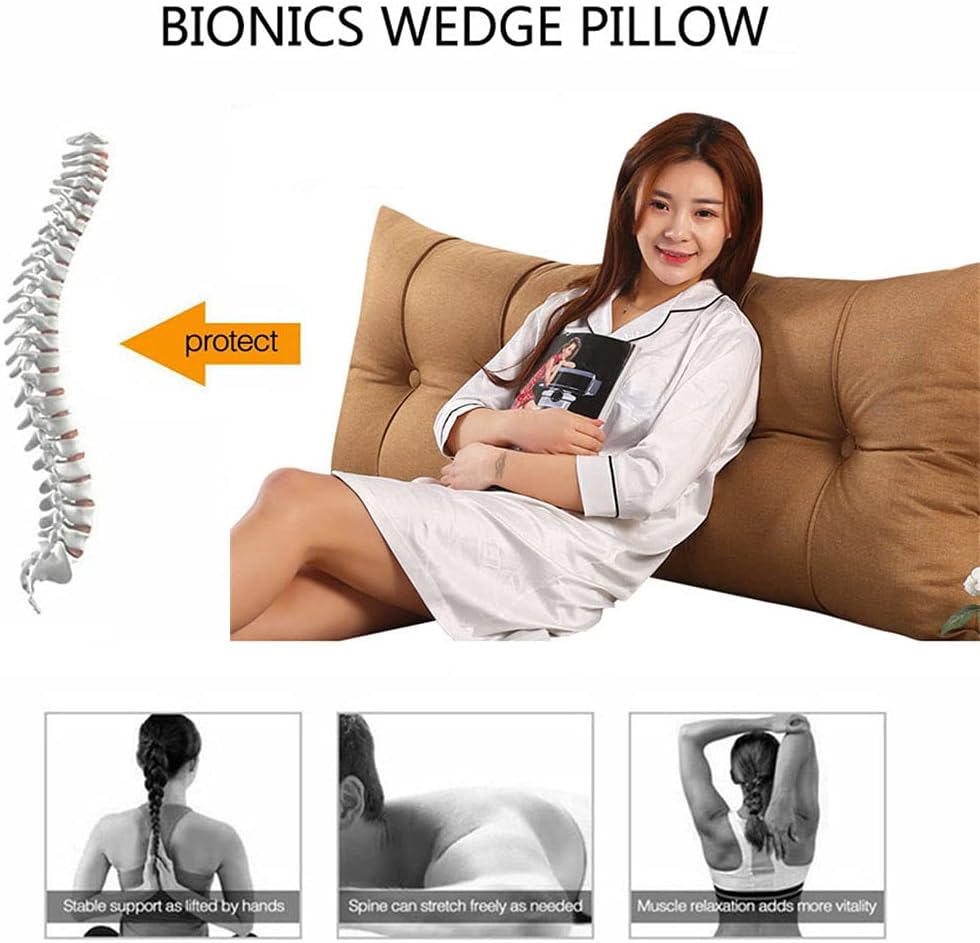 ZZYK Headboard Pillow Fleece Triangular Wedge Support Reading Cushion with Removable Cover