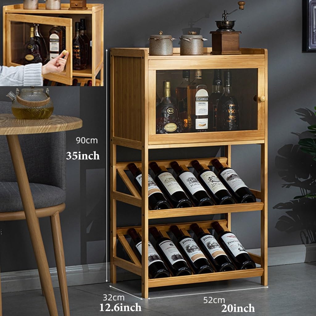 GIZNXBA 28-Bottle Wooden Wine Rack Freestanding Floor Storage