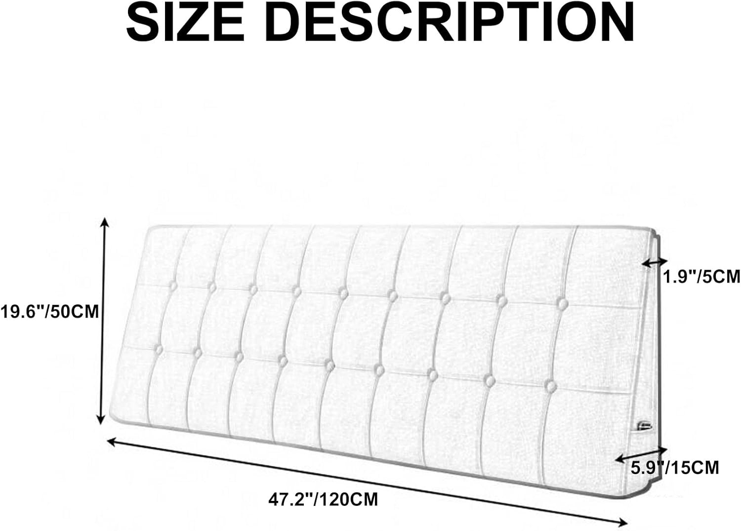ZZYK Headboard Reading Pillow with Plaid Cover