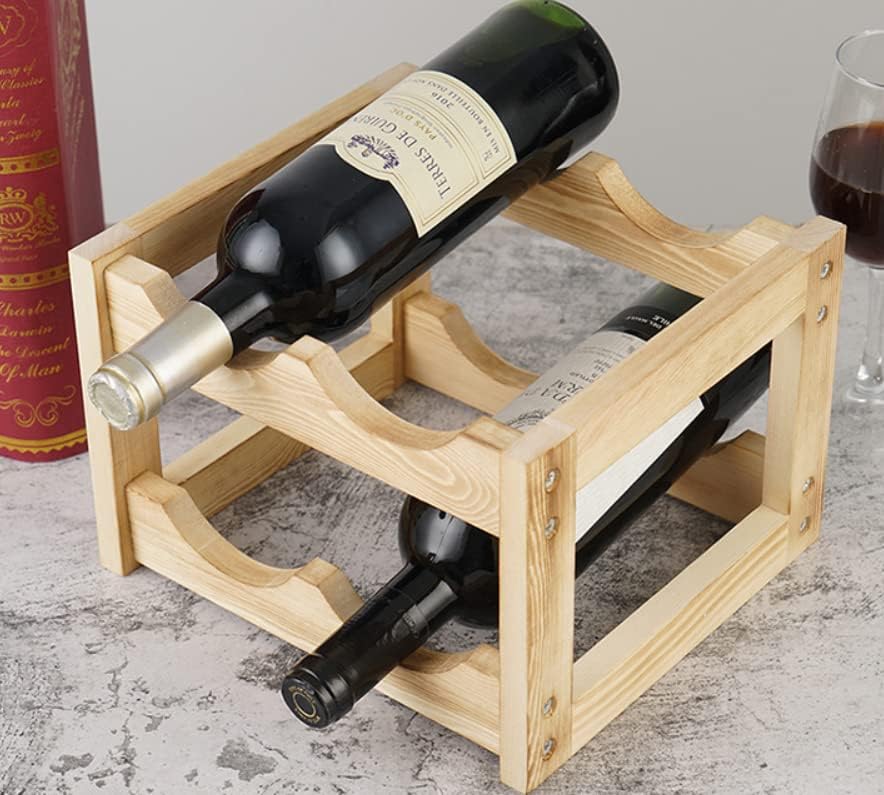 ZDJSW Solid Wood 3-Tier Wine Rack for Kitchen and Bar