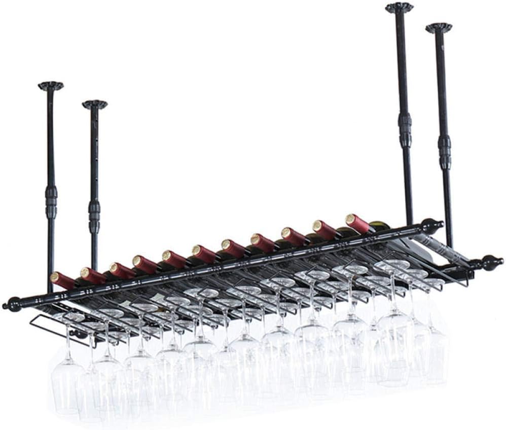 FCHMY Wine Glass Rack - Adjustable Space-Saving Black 80x30cm
