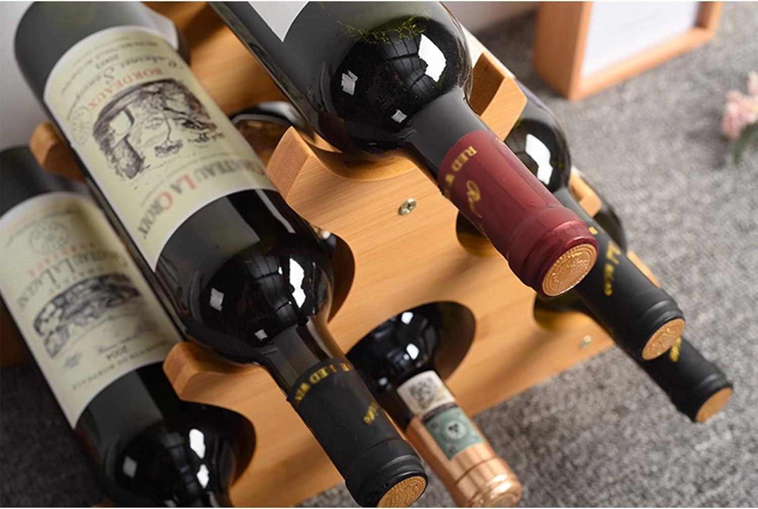 SYCARPET Freestanding Wine Rack with 6 Bottles Storage