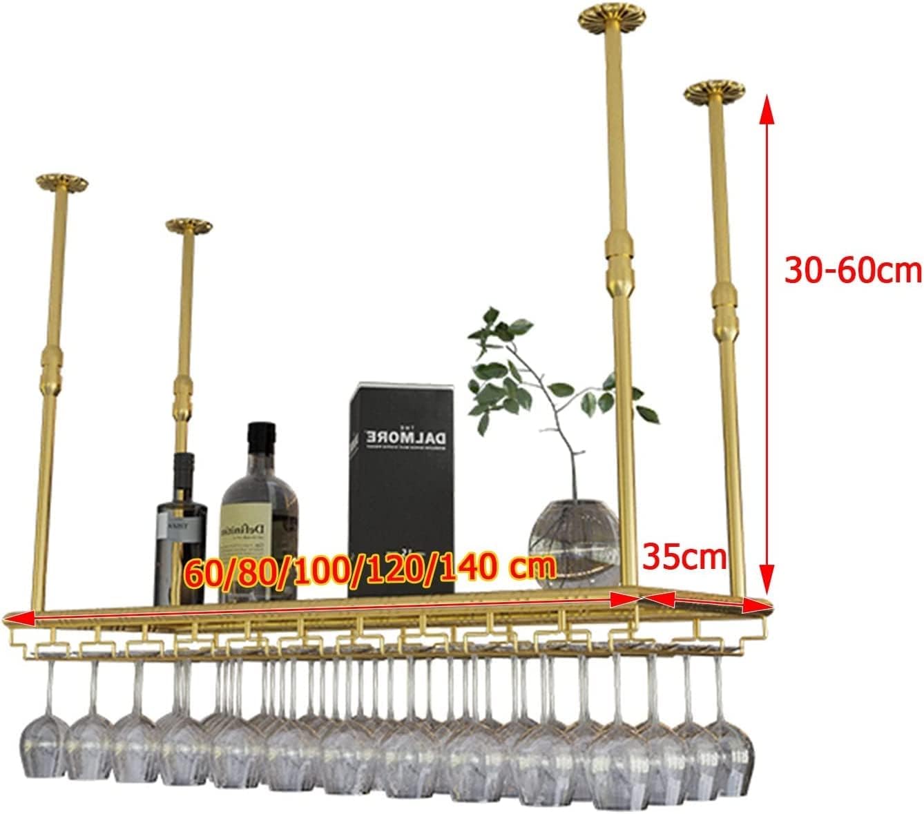 IOCCIOBB Wall-Mounted Wine Rack with Adjustable Hangers - Red 100x30cm
