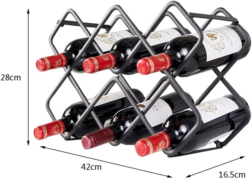 DYPA-AF12 8-Bottle Metal Wine Rack Free Standing Black