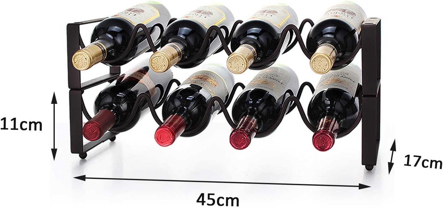 2 Tier Metal Wine Rack for 8 Bottles - Black