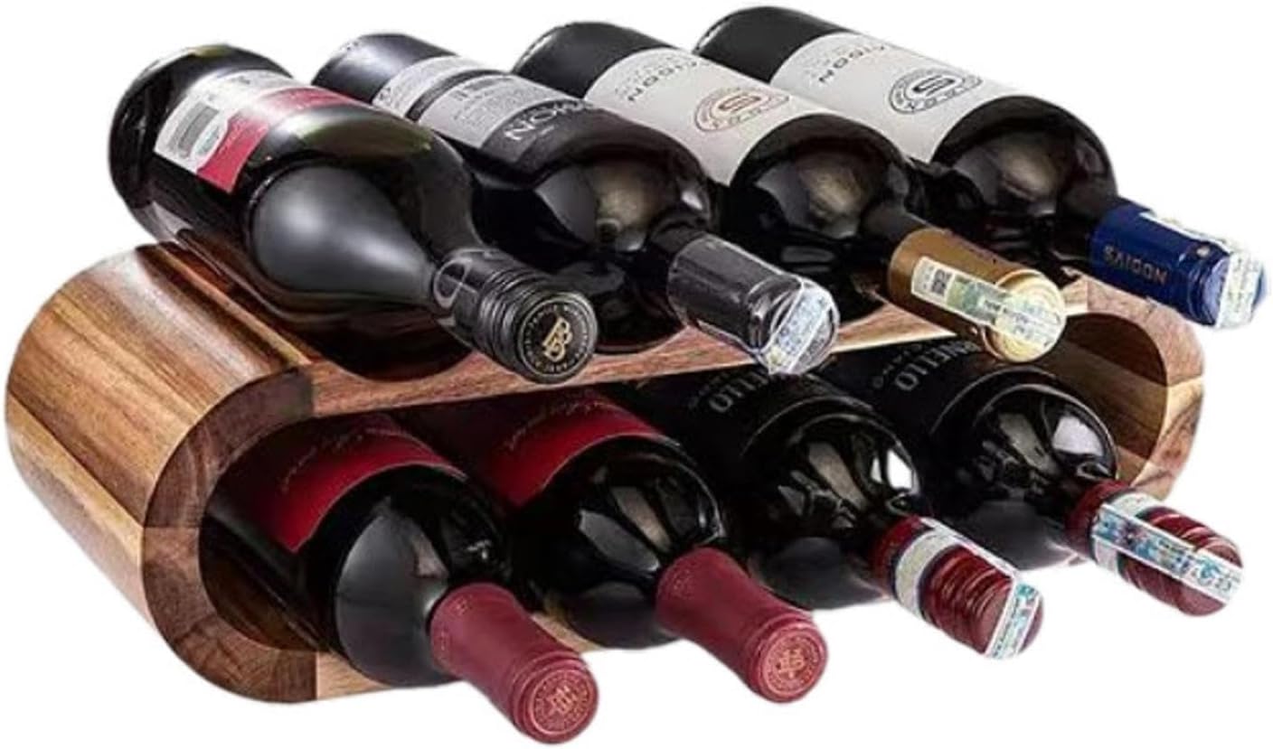 NIBHZ Double-Layer Bamboo Wine Rack for Home Kitchen