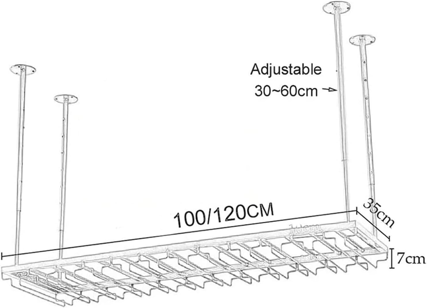 Adjustable Height Wall-Mounted Wine Rack for Kitchen and Bar