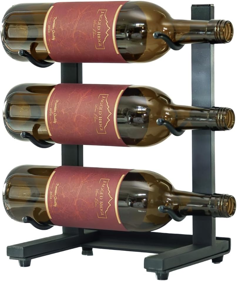 Compact 3-Bottle Wine Rack with Elegant Metal Design