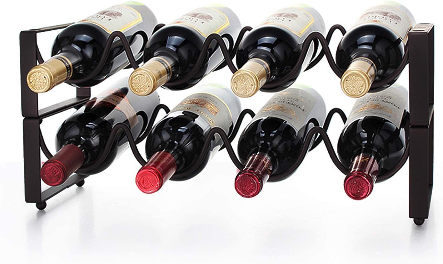 2 Tier Metal Wine Rack for 8 Bottles - Black
