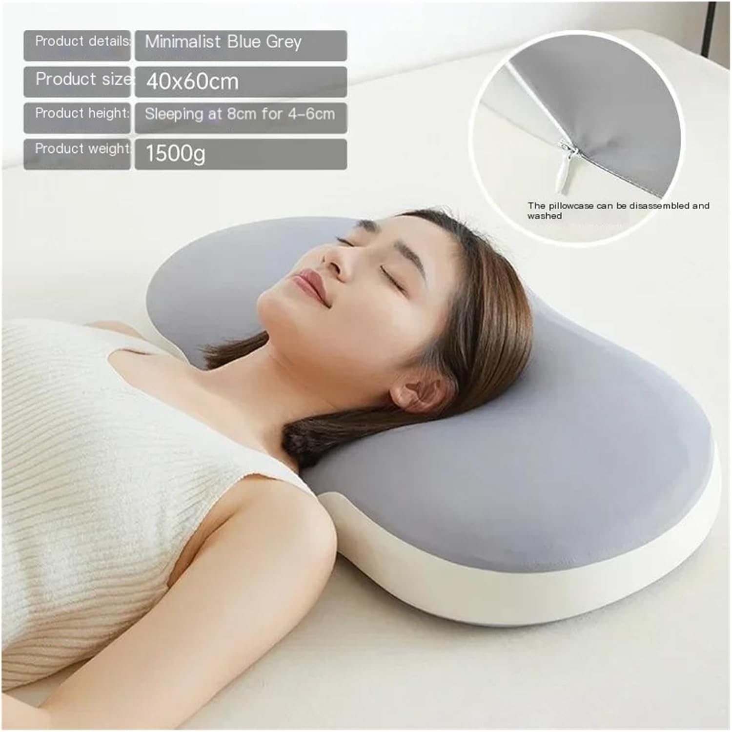 PTAWAA Nap Memory Cotton Slow Rebound Neck Pillowcase Grey Purple