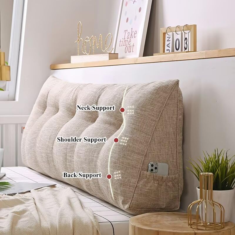 VClife Beige Wedge Headboard Pillow 47x8x20 Inch