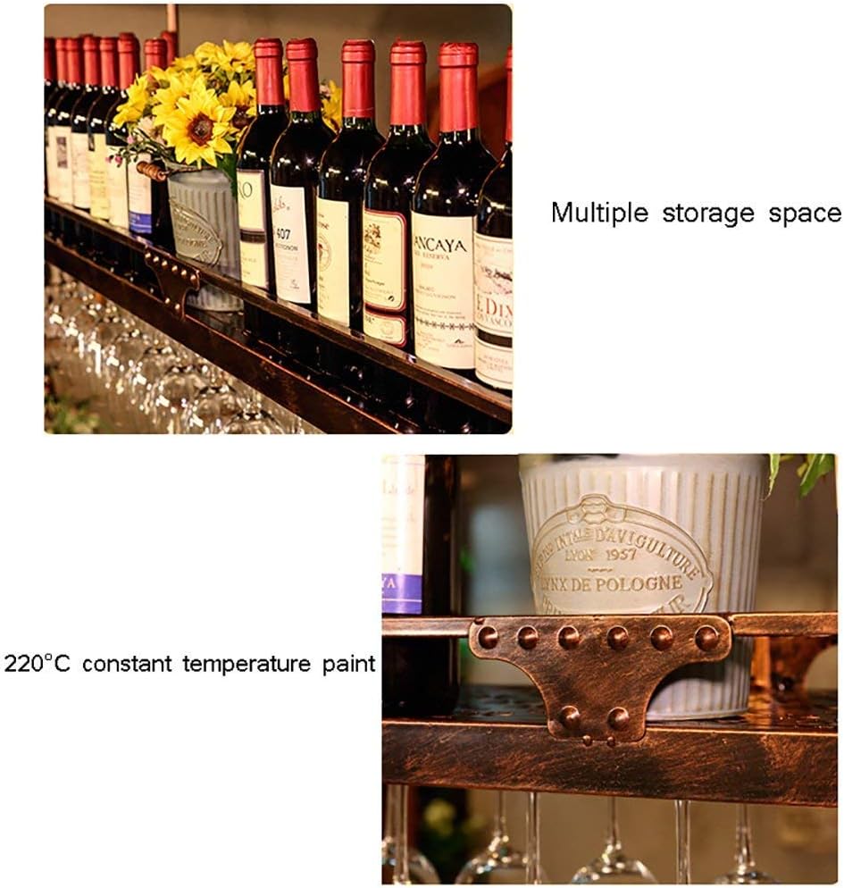 CGF- Wall-Mounted Wine Rack with Upside Down Glass Holders - Bronze Finish