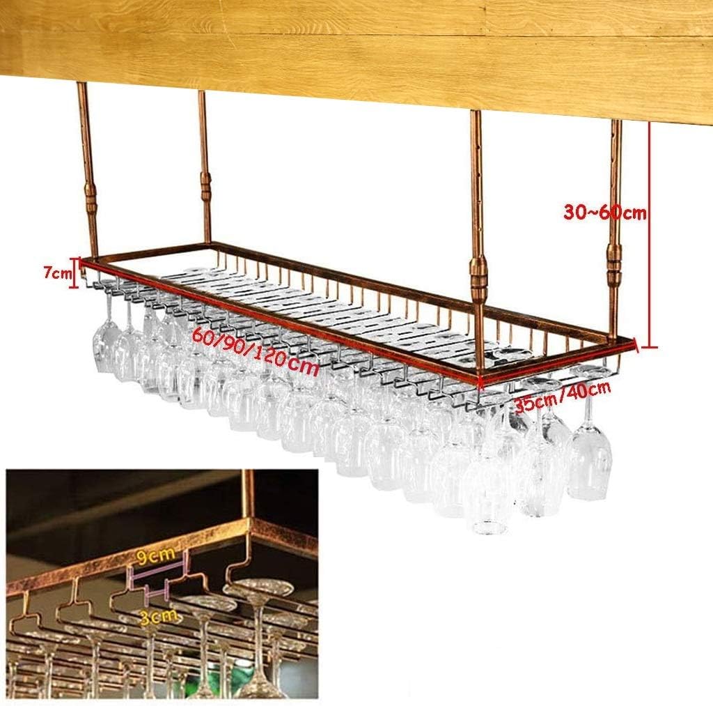 Vintage Rustic Wine Glass Holder Rack - 60x35cm