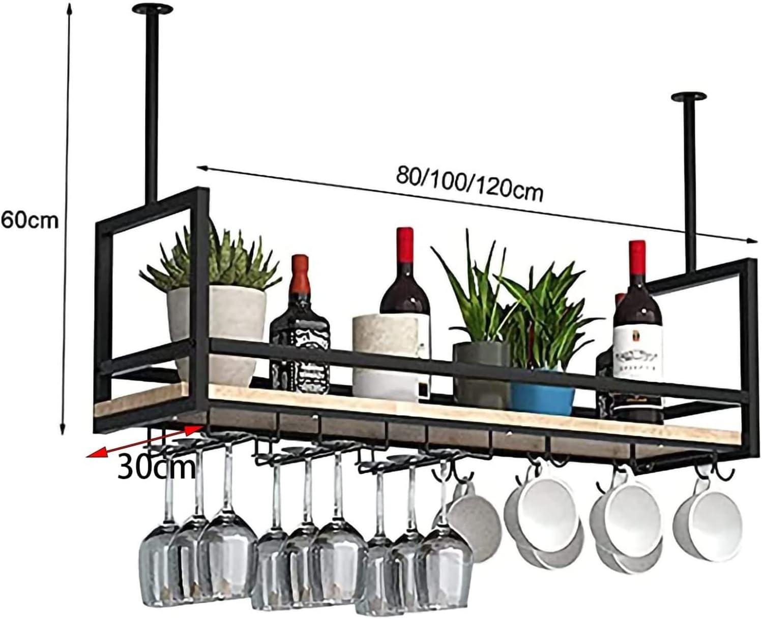 ALDEPO Wall-Mounted Wine Rack with Guardrail Industrial Design for Restaurant Kitchen