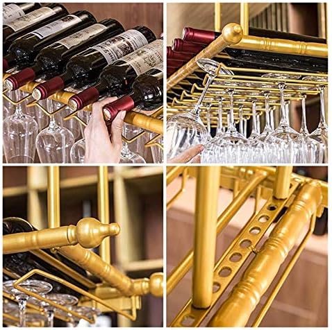 Ceiling Hanging Wine Rack with Glass Holder 40In