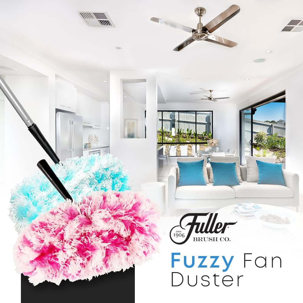 Fuller Brush Fuzzy Fan Duster with Handle Pink