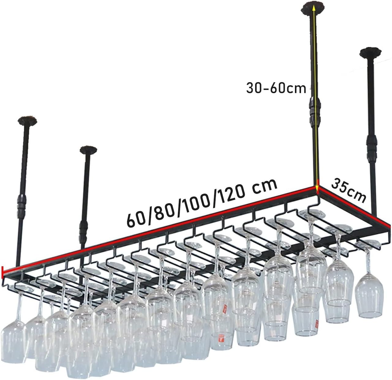 Suuim Ceiling Hanging Wine Shelf Black