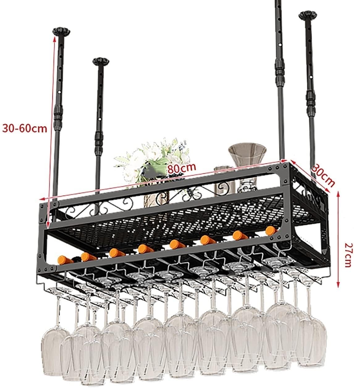 SENNIAN Wine Rack Ceiling Mount Rustic Style
