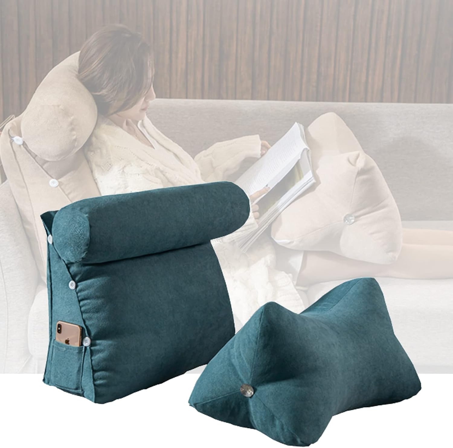 Reading Pillow Back Support Bolster for Bed Sofa Office Chair