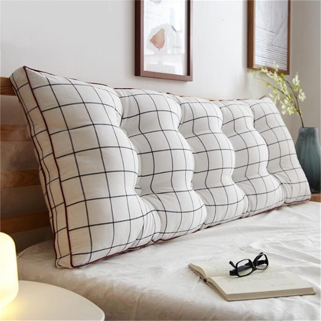 ZZYK Reading Bed Rest Pillows Plaid Fleece Support Cushion