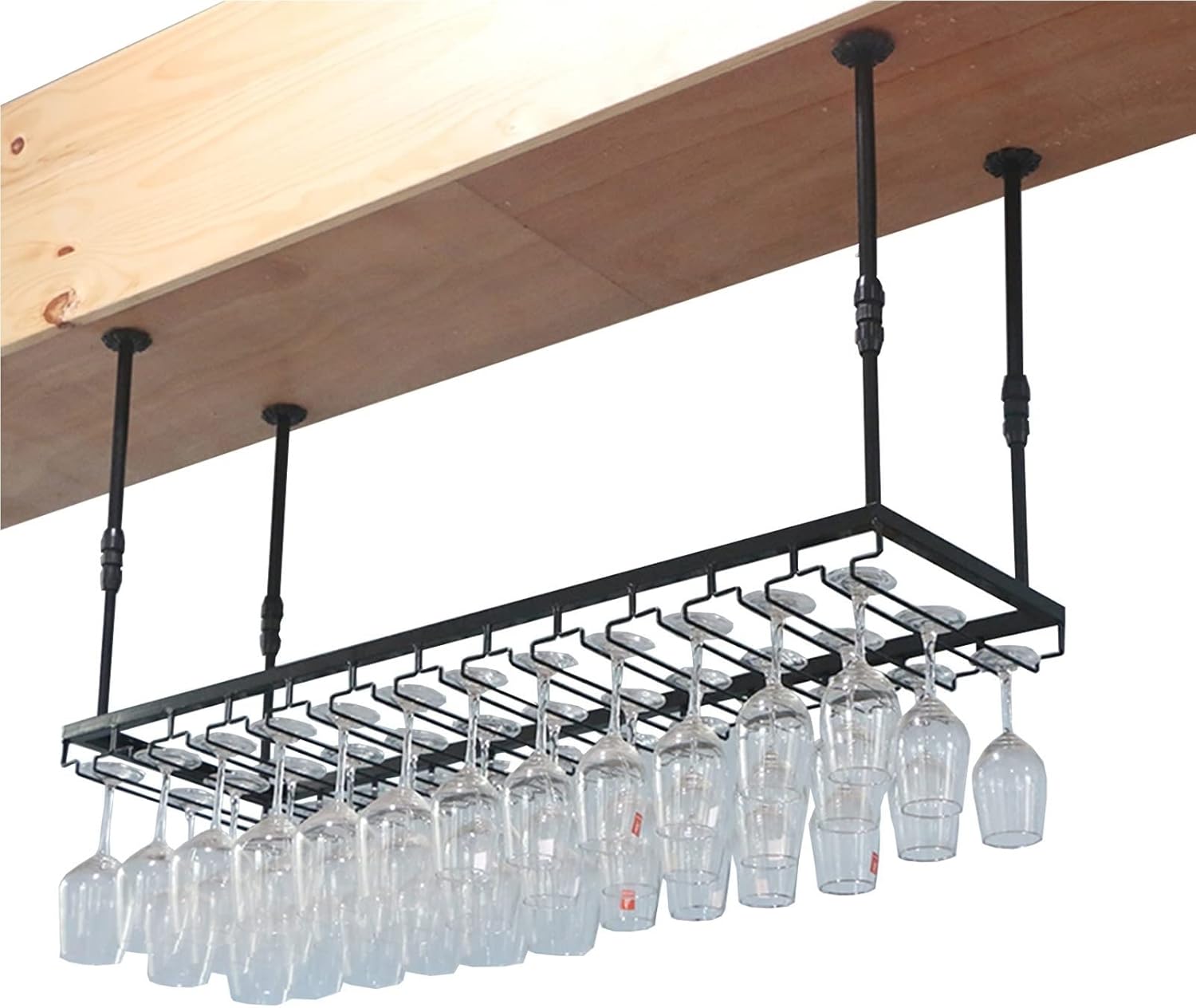 Suuim Ceiling Hanging Wine Shelf Black