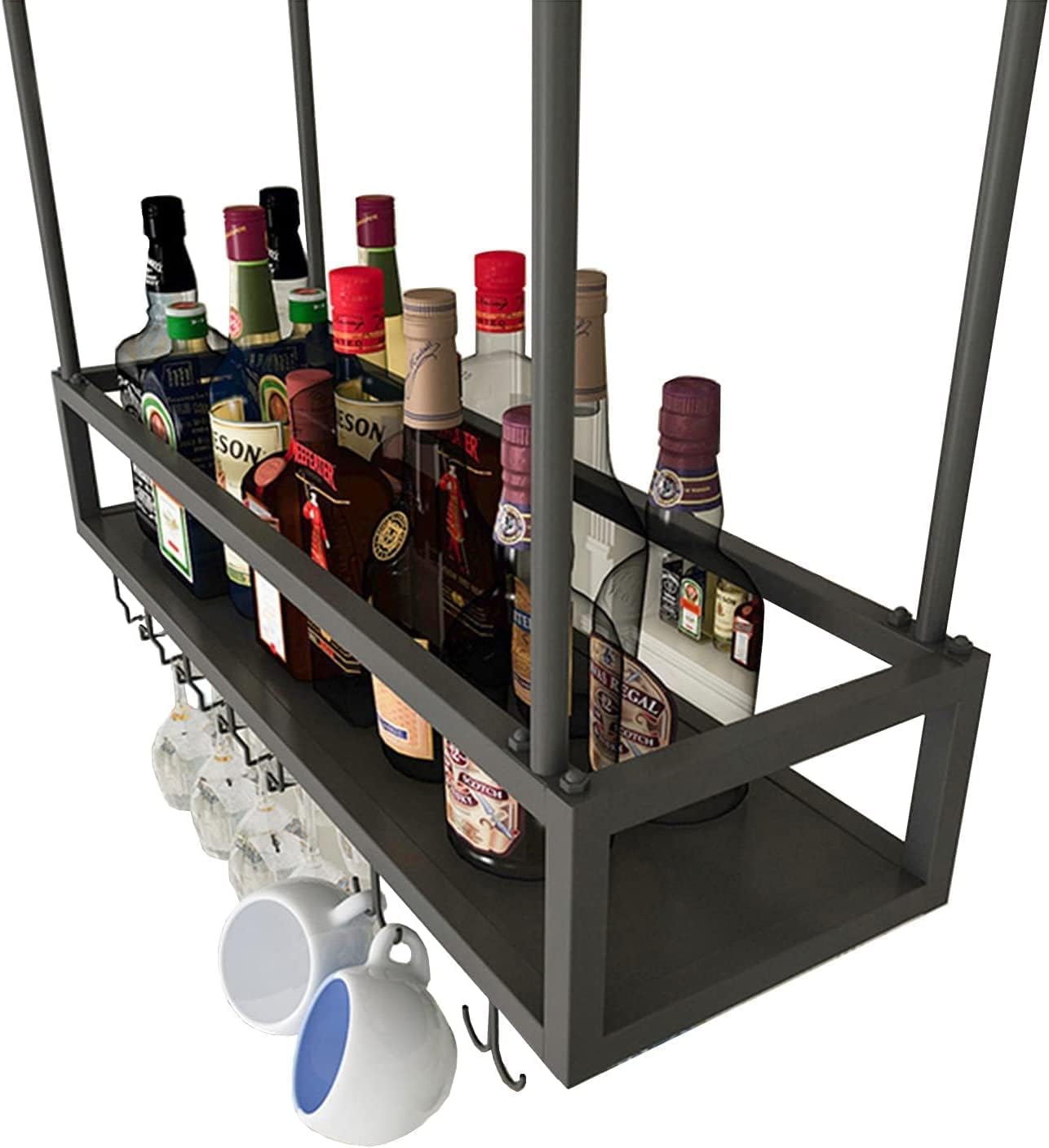 IOCCIOBB Wall-Mounted Wine Rack Adjustable Industrial Black
