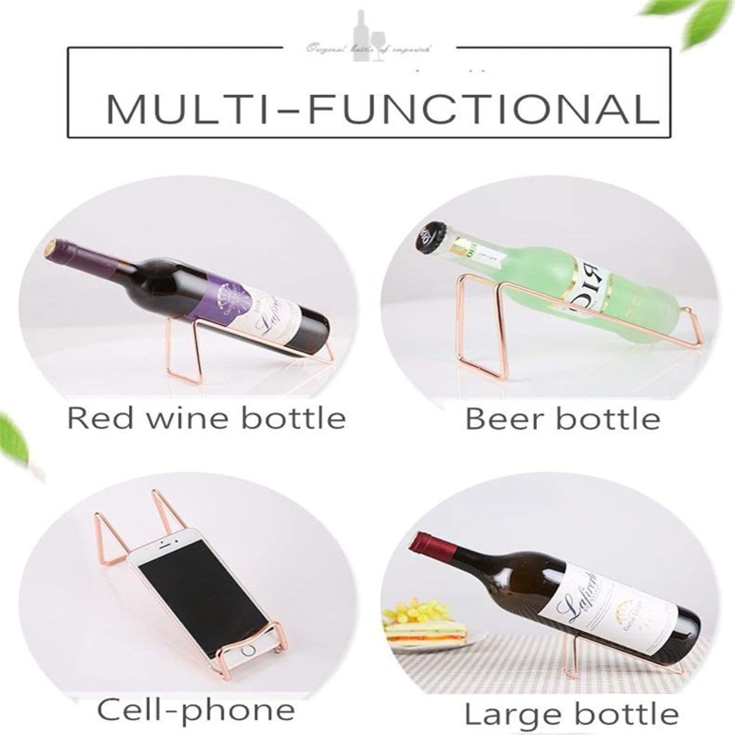 OWKAY Simple Z Shaped Wine Rack Rose Gold