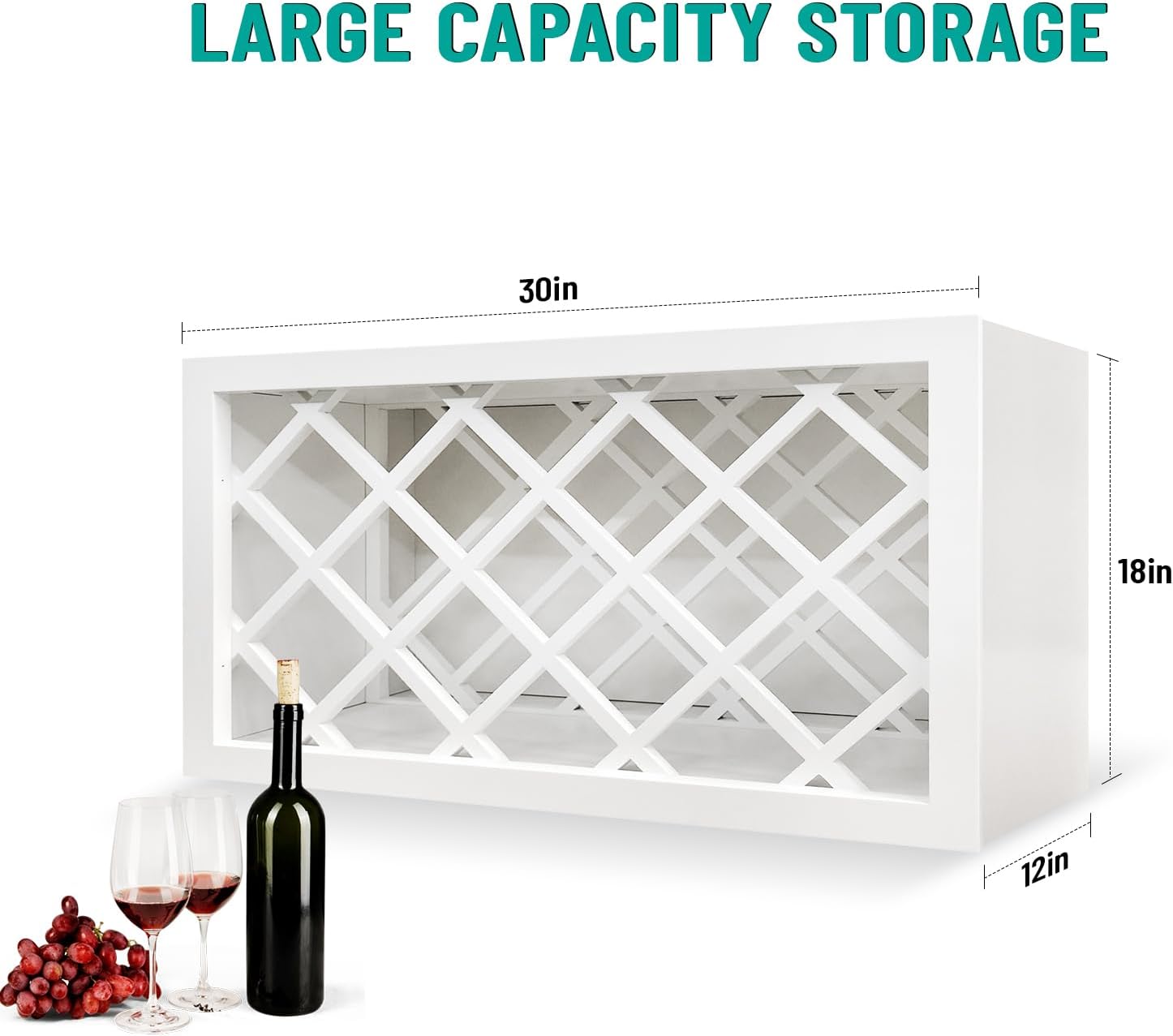 Lieeres Wall Wine Rack Cabinet - White 30 x 18 x 12 RTA