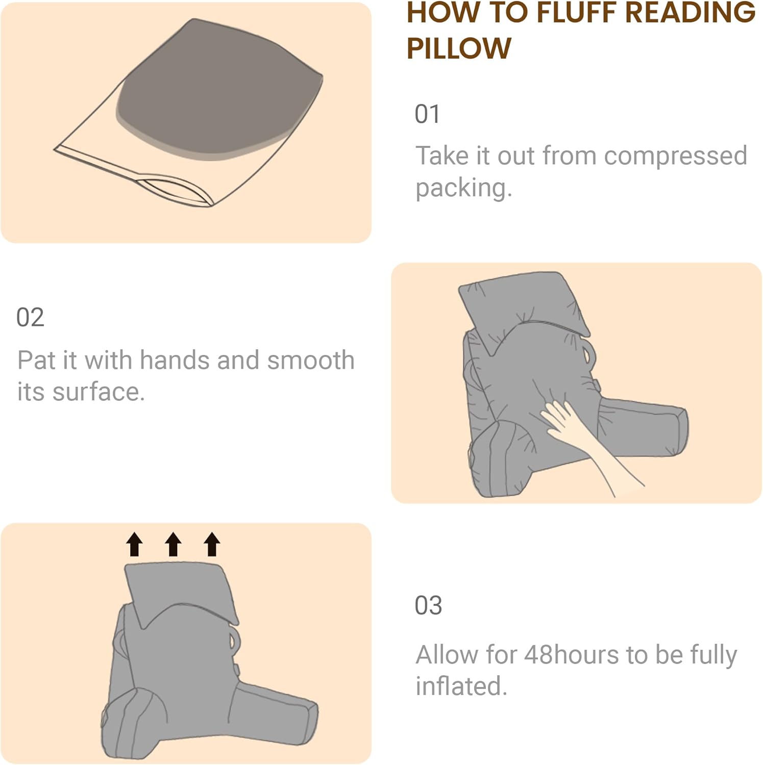 Unisakey Reading Pillow with Headrest and Pockets