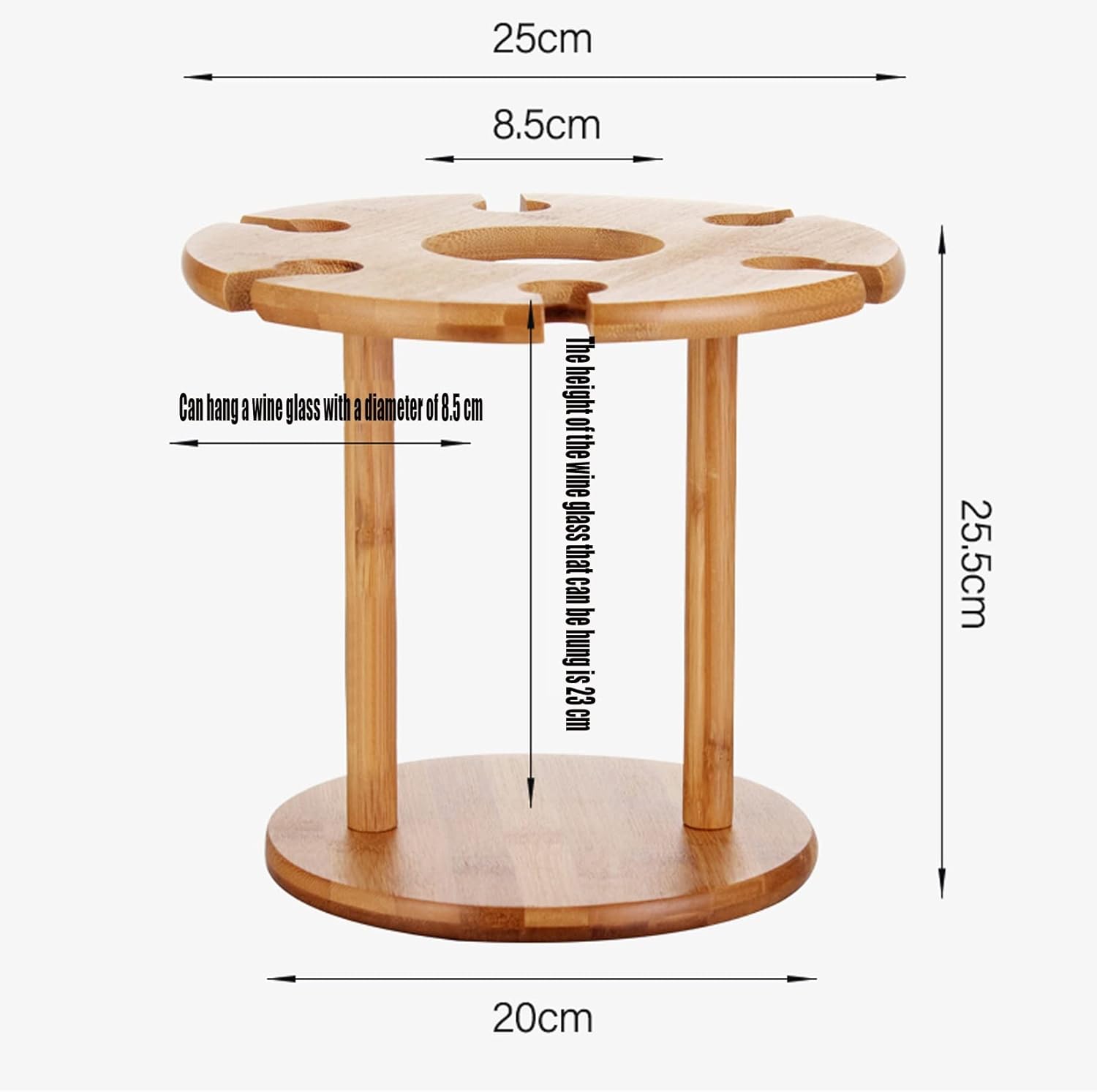 WORDFUN Bamboo Wine Holder with 6 Glasses