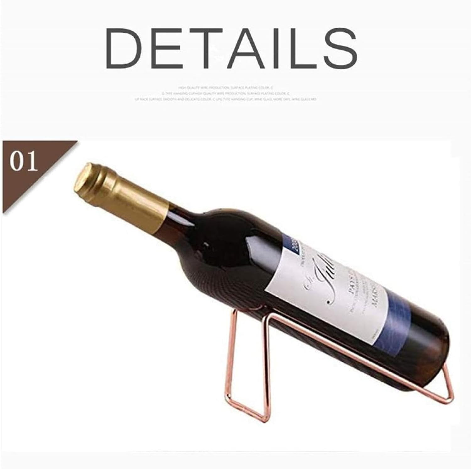 OWKAY Simple Z Shaped Wine Rack Rose Gold