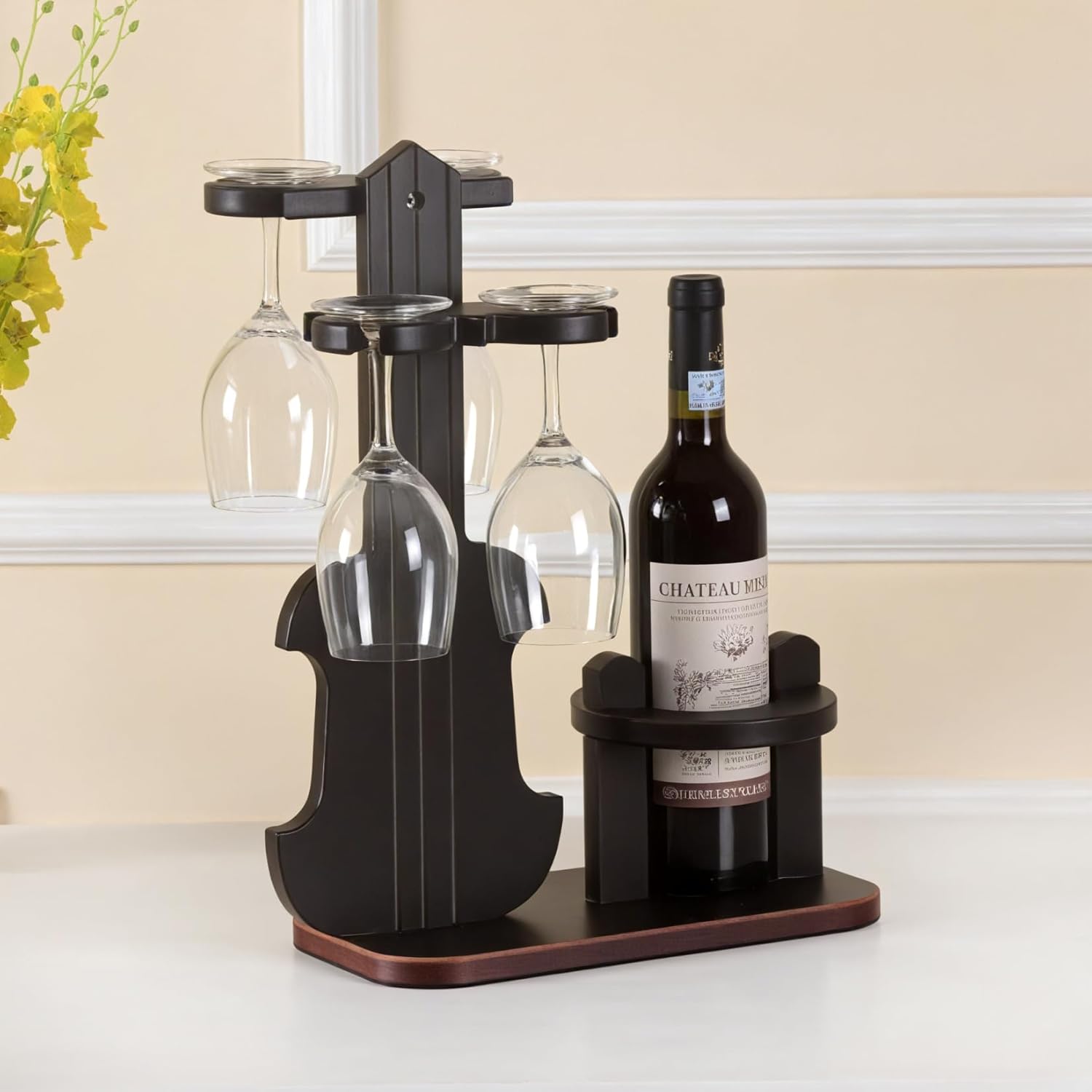 WYZJAZLE Countertop Wine Rack with Violin Design